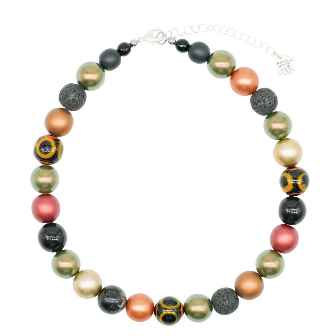 Perlenkette Olive Gold