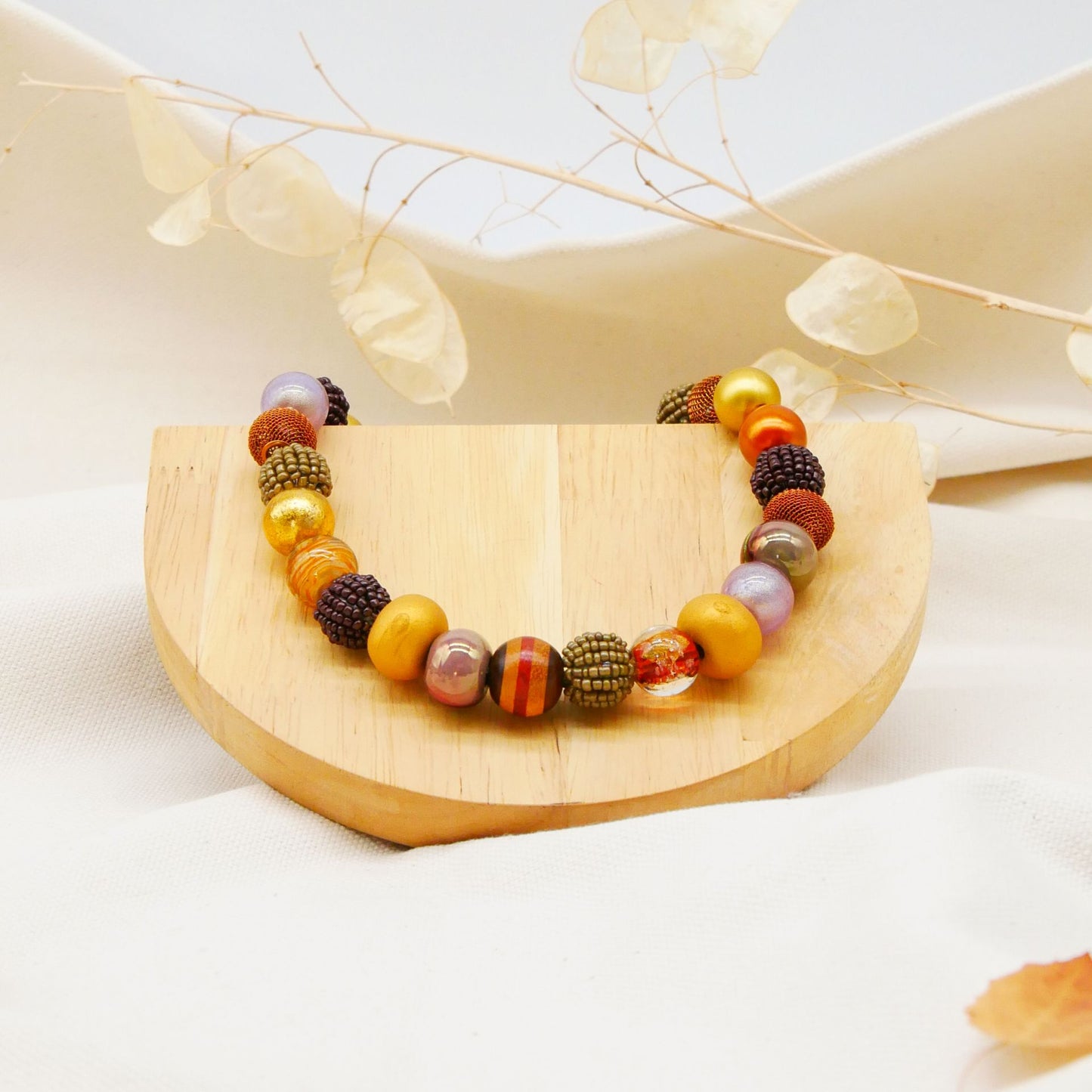 Perlenkette Waldgold