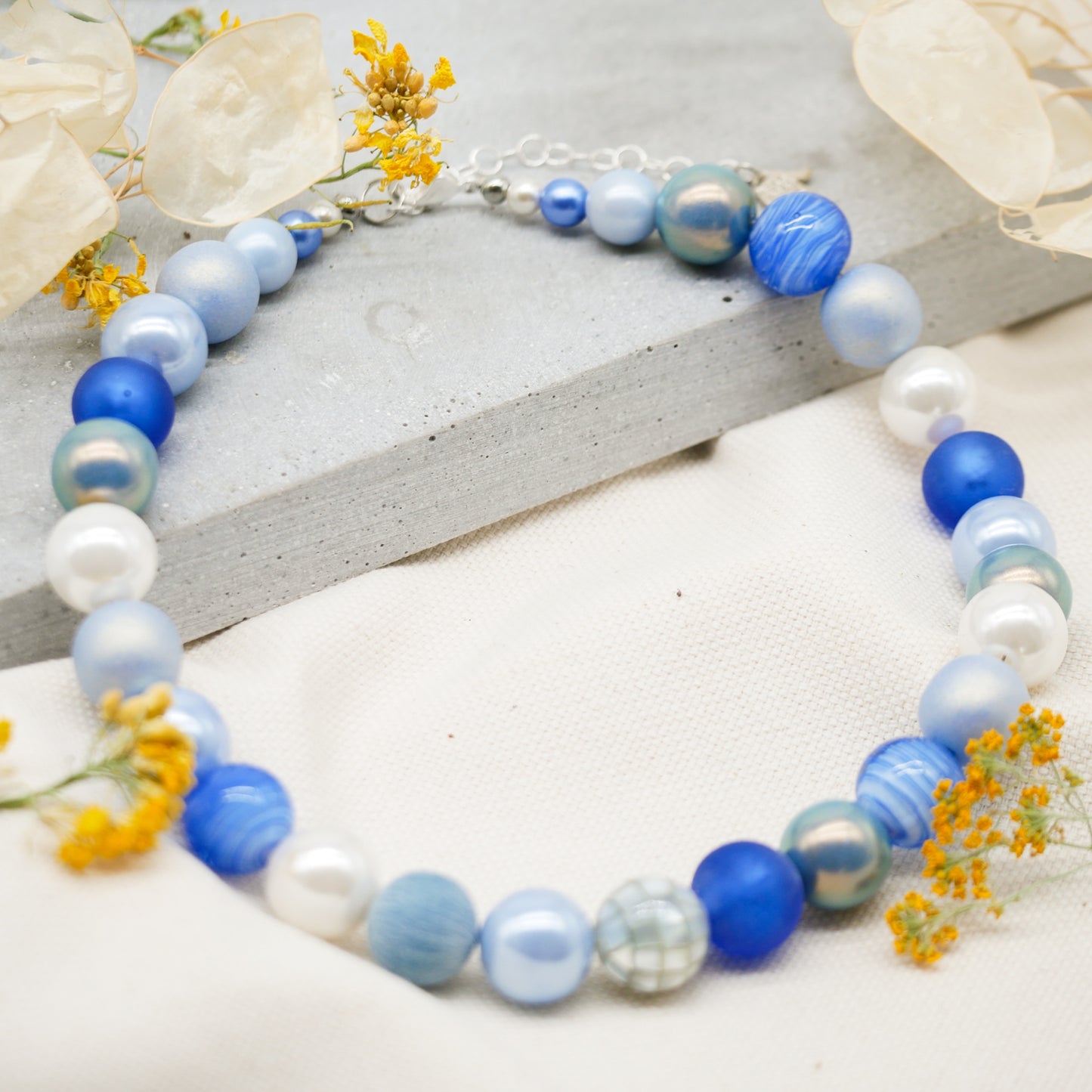Perlenkette Azurblau