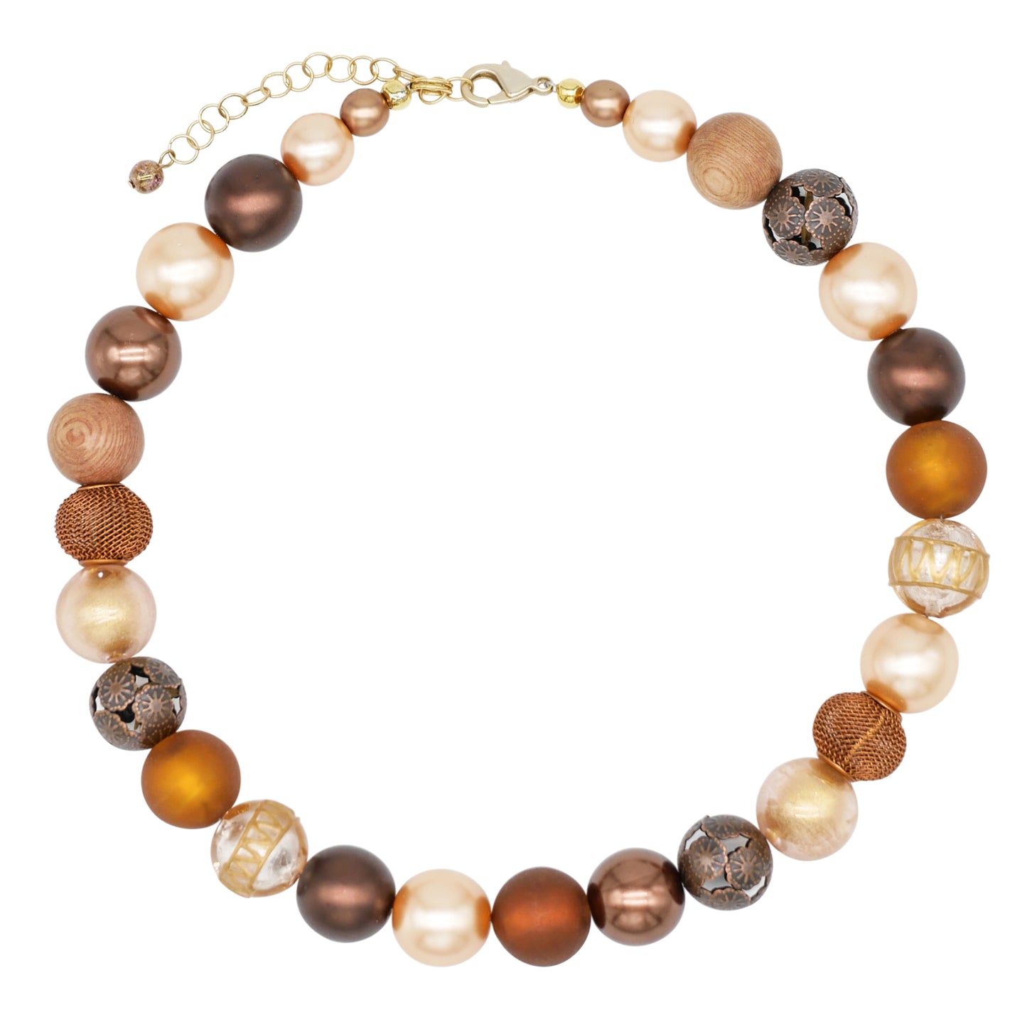 Perlenkette Caramel Creme