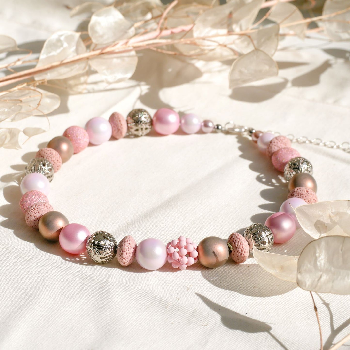 Perlenkette Silver Rosé