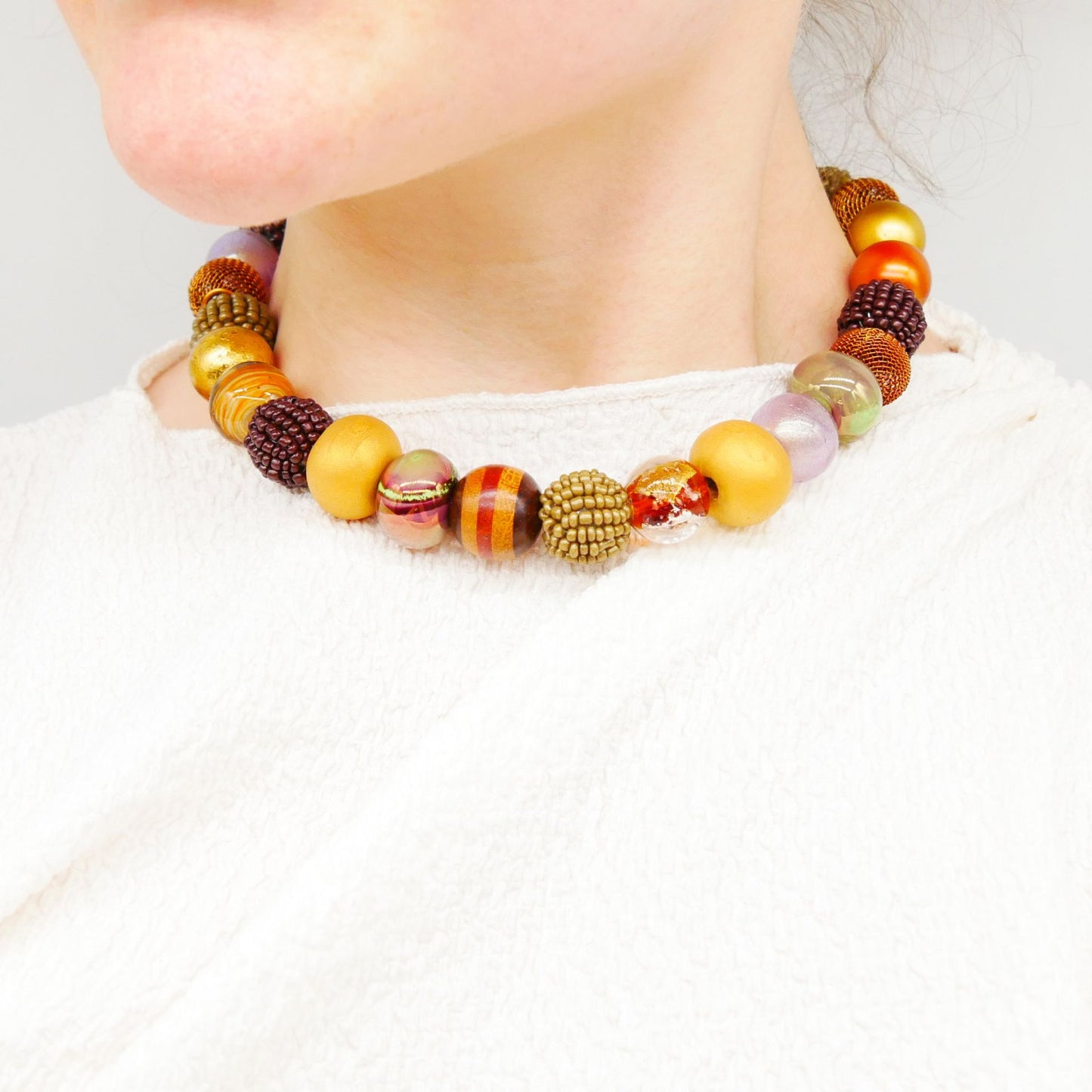 Perlenkette Waldgold