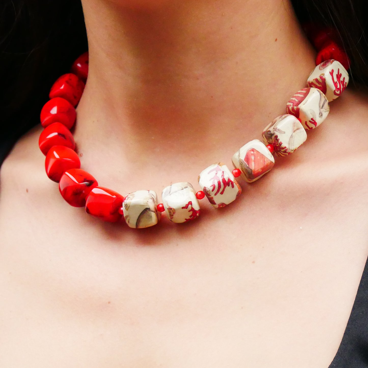 Perlenkette Coral Cubes