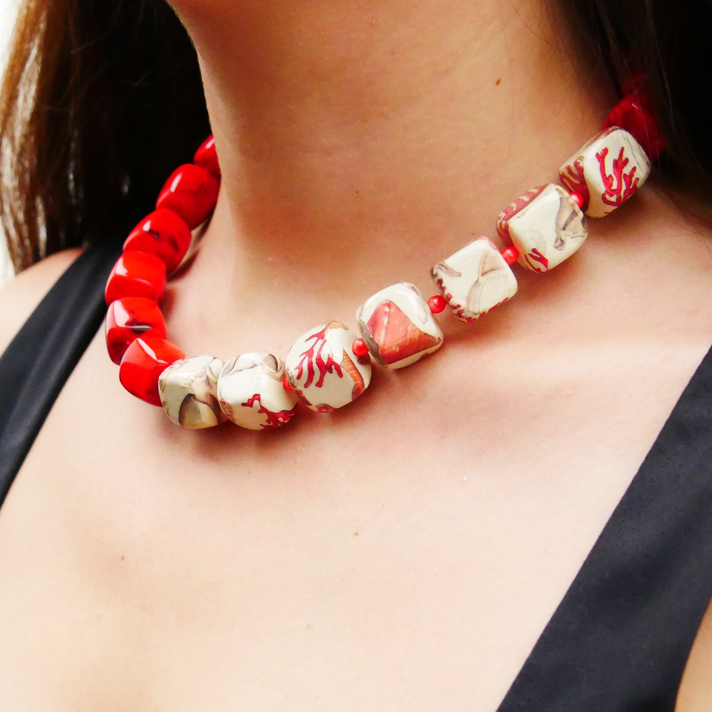 Perlenkette Coral Cubes