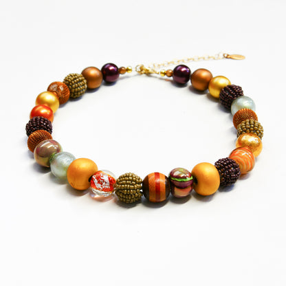 Perlenkette Waldgold