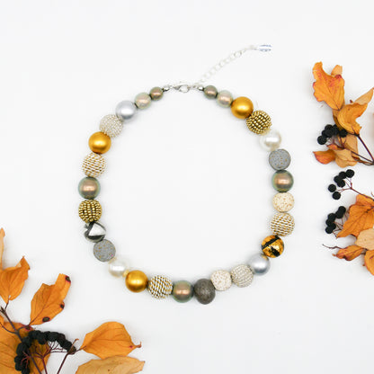 Perlenkette Golden Granit