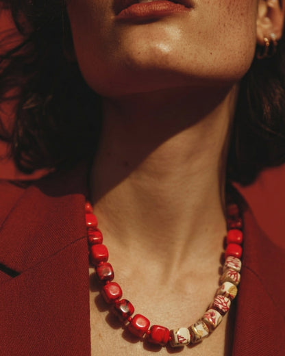 Perlenkette Coral Cubes