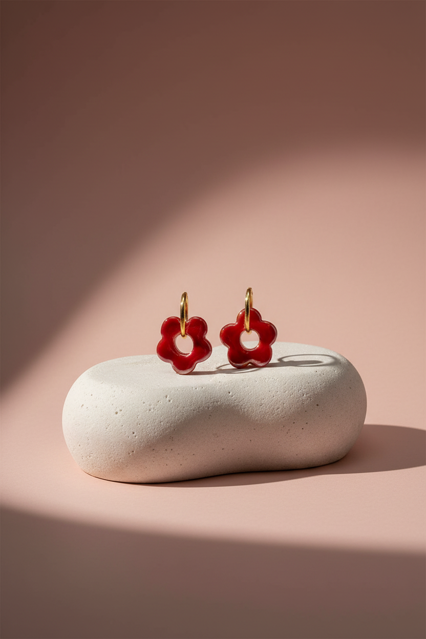 Ohrringe Blossom Red