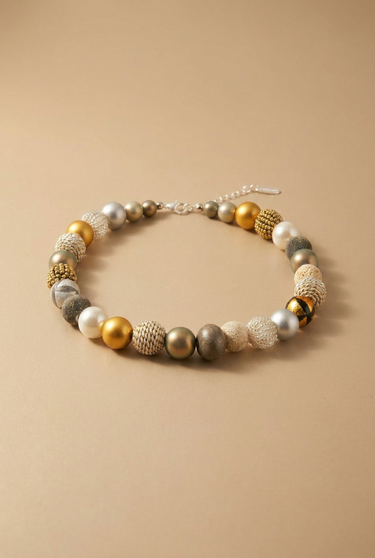Perlenkette Golden Granit