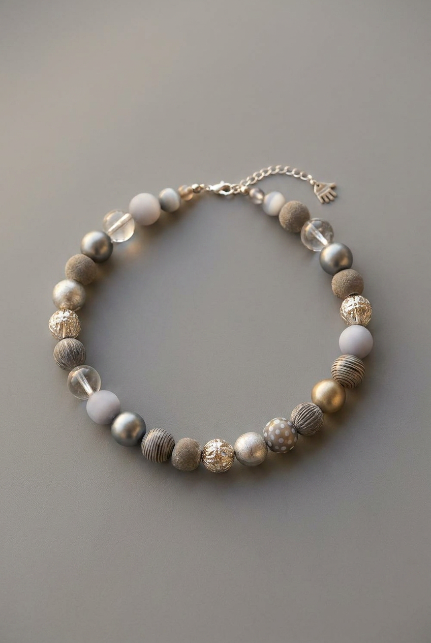 Perlenkette Silver Grey
