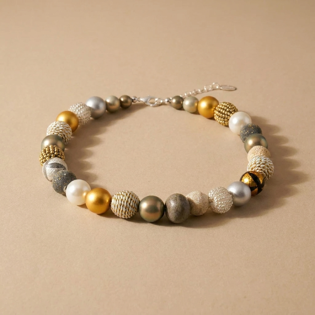 Perlenkette Golden Granit
