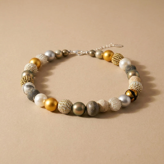 Perlenkette Golden Granit