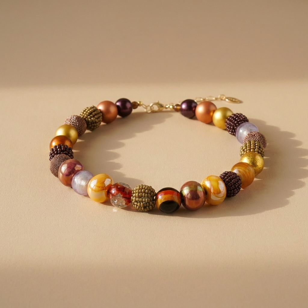 Perlenkette Waldgold